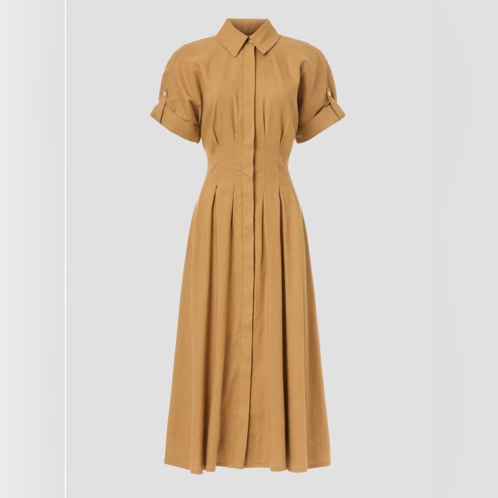 VERONICA BEARD - Camel - Classic Adavi Midi Dress - size 16 / XL - Picture 2 of 3